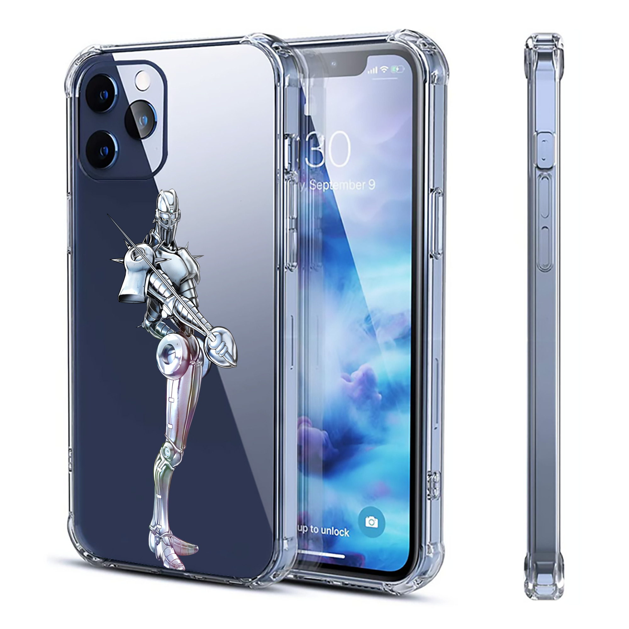 （画像用） ジョジョの奇妙な冒険 ジャン＝ピエール?ポルナレフ JoJo's Bizarre Adventure Jan Pierre Polnareff 【iPhone 12シリーズ対応】透明スマホケース（クリアソフトケース）